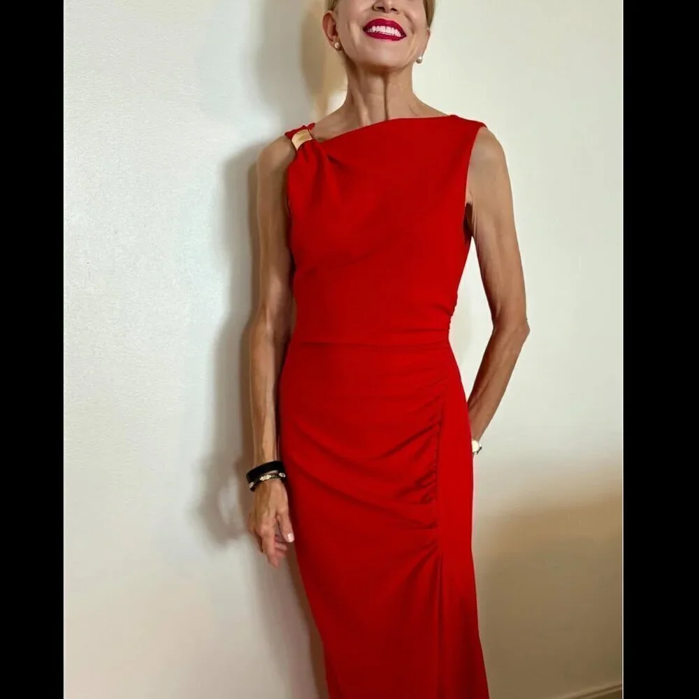 ZARA Midi Dress with Side Ruching - Picture 10 of 13